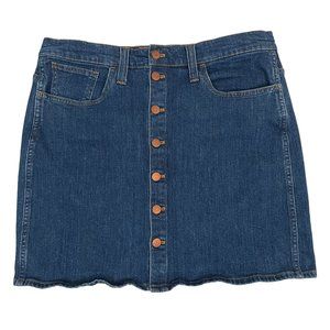 Madewell Stretch Denim Straight Mini Skirt In Arroyo Wash Button Front Size 32